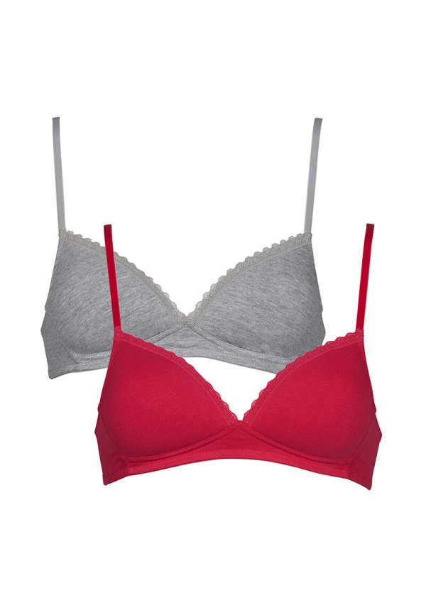 My Basic - Comfy grijze en roze katoenen bh's zonder beugel